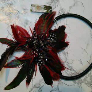 Women Fashionable Boho Style Jewelry Black/Red Black Feathers Necklace (420)